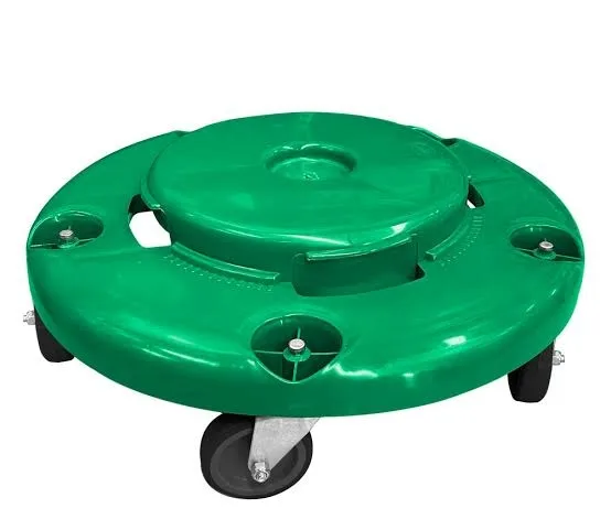 Base con ruedas verde para cesto de basura, marca Sablón