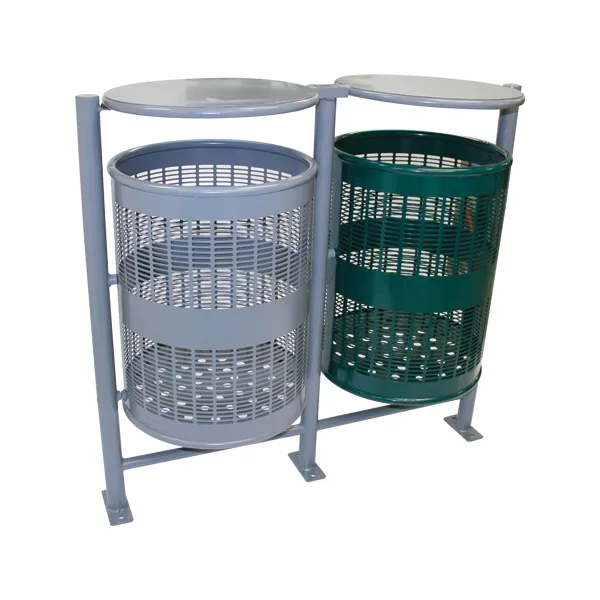 Bote doble de pedal en gris y verde para exterior, marca MUPA