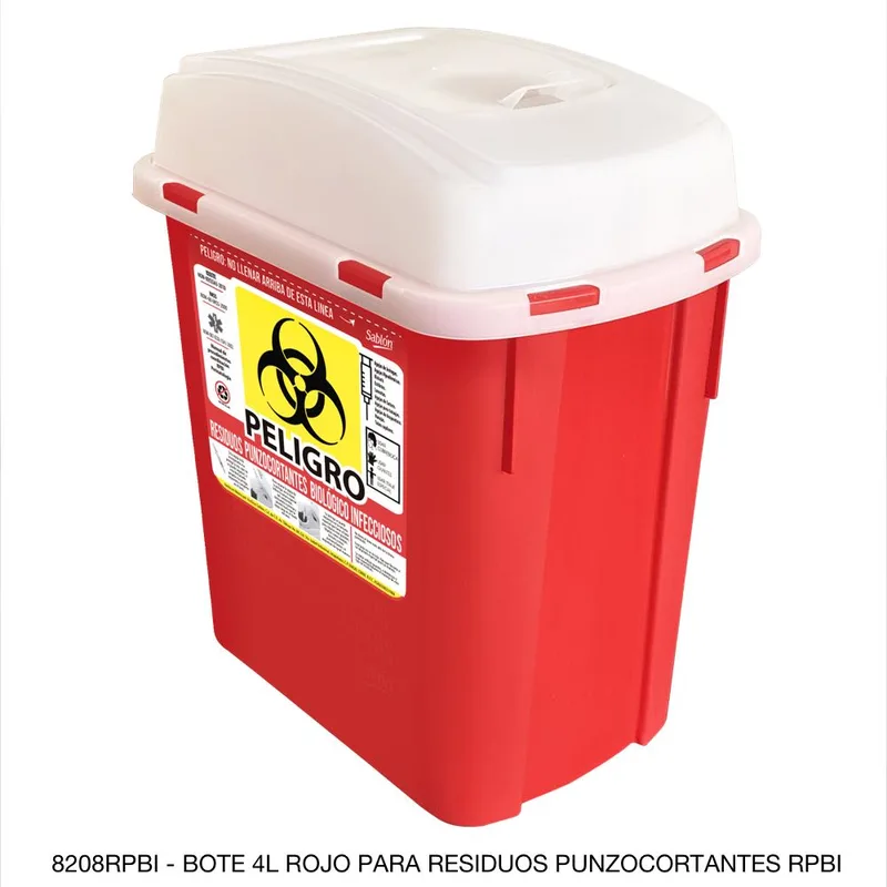 Bote para residuos punzocortantes RPBI de 4 litros, marca Sablón